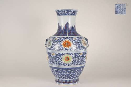 Blue-and-white Famille Rose Vase