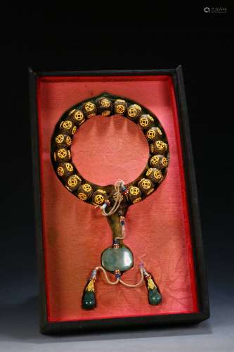 Gilt Eaglewood Handheld Bracelet with Eighteen Beads