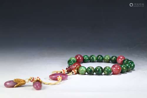 Jadeite Handheld Bracelet with Eighteen Beads