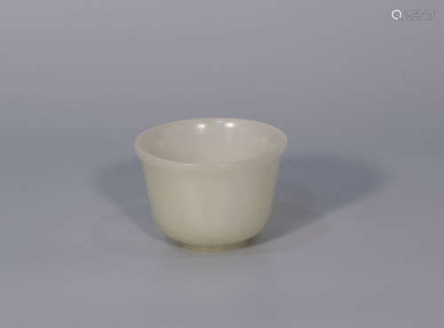 White jade carved cup