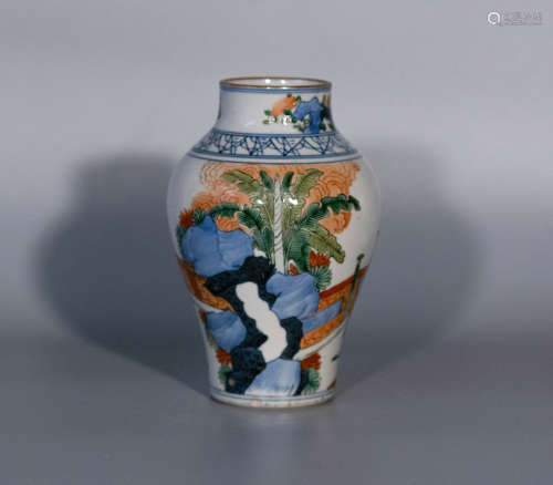 Qing dynasty, KANG XI, blue and white wucai figure drawing p...
