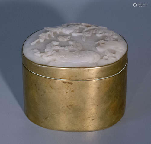 Qing dynasty, QIAN LONG, copper box with hetian jade cover