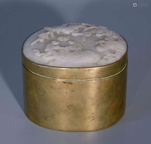 Qing dynasty, QIAN LONG, copper box with hetian jade cover