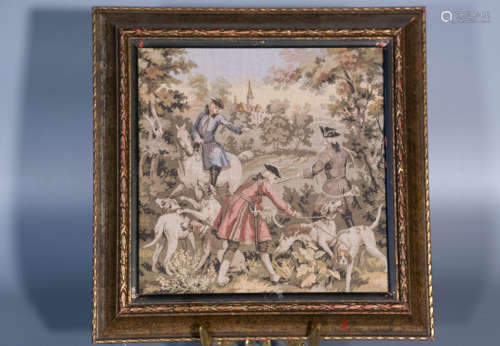 18th century, Embroidery of European hunting images