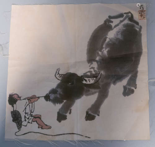 Chinese painting of cowbody and his cow