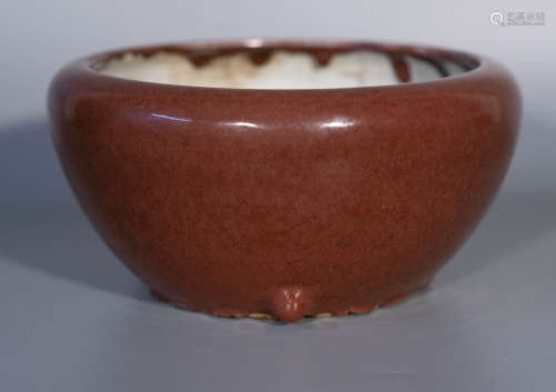 Qing dynasty, red glaze porcelain brush washer
