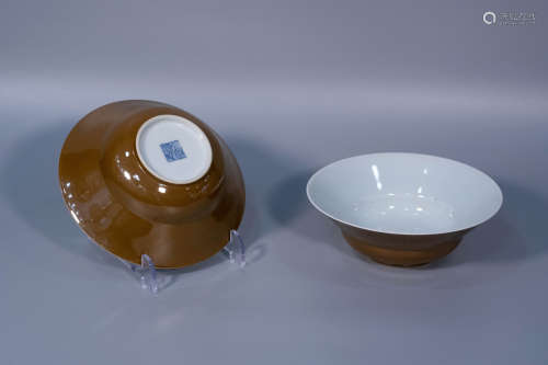 Qing dynasty, QIAN LONG, purple gold glaze porcelain bowl