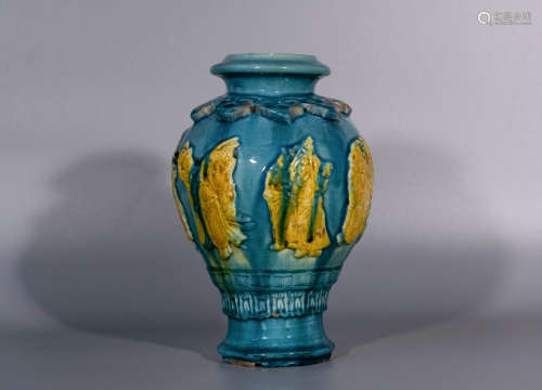 1280-1368, liu li glaze carved porcelain vase