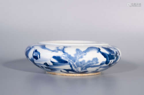 Qing dynasty, KANG XI, blue and white porcelain brush washer...