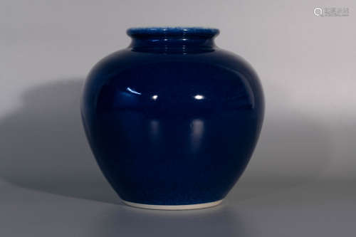 Qing dynasty, KANG XI, blue glaze porcelain tai bai jar