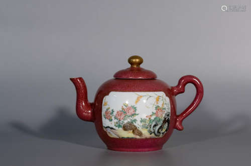 Qing dynasty, QIAN LONG, enamel color porcelain teapot