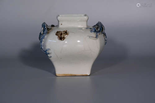 Yuan or Ming dynasty, Chinese ancient dragon square porcelai...