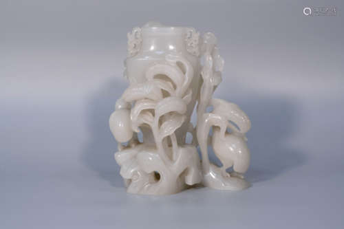 White jade carved bottle