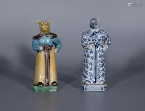 Qing dynasty, QIAN LONG, porcelain sculpture of 12 zodiac si...