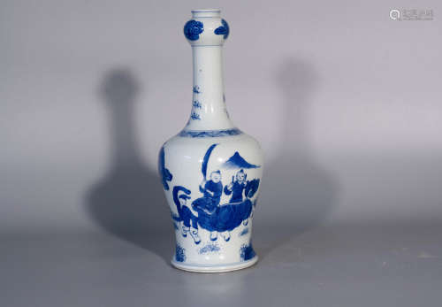 Qing dynasty, blue and white figure drawing porcelain vase