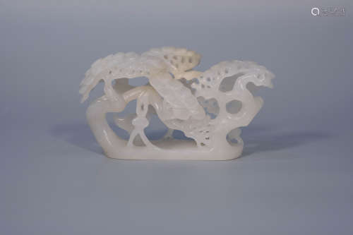 Jade carved decorative of pinetree and crane