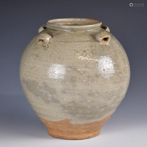 A Green Glazed Pottery Jar w/Box, Jin Dynasty