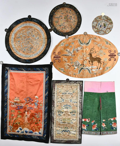 Seven Pieces of Silk Embroideries