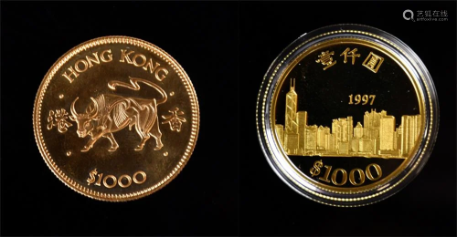A 22K Gold Coin(Hong Kong) &A Gold Coin for 1997