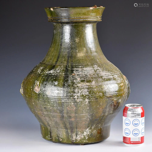 Pottery Jar with Green Glaze