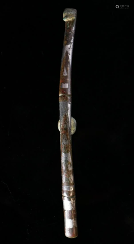 A Silver Inlaid Bronze Belt Hook