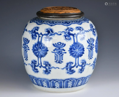 A Blue And White Jar With Cover, 18th C