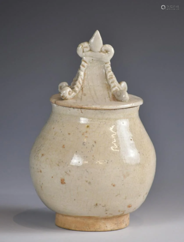 A Small White Glazed Jar With Cover, Before Ming