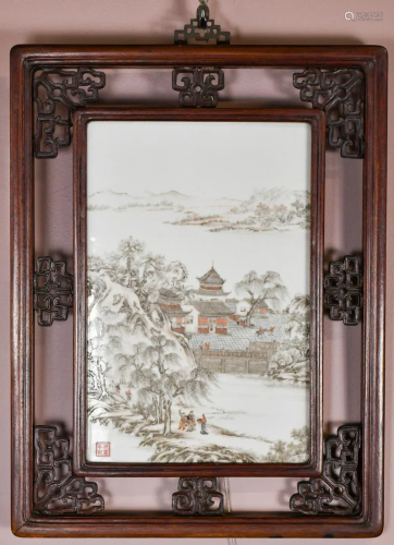 A Grisaille Decorated Porcelain Plaque W/Box Repub