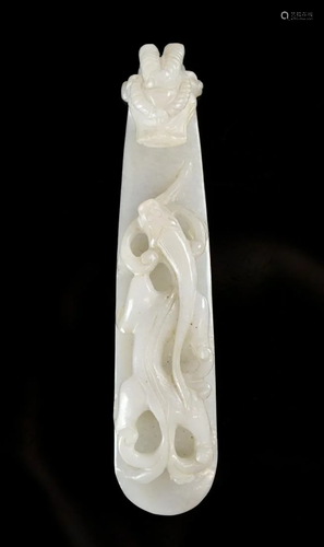 A Celadon Jade Belt Hook, QIng