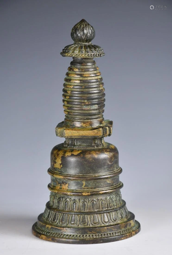 A Tibetan Bronze Stupa, Qing