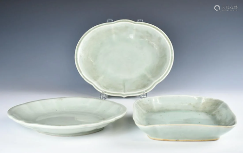 A Group Of Celadon Glazed Porcelain Plate