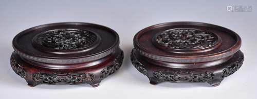 A Pair of Zitan Wood Stands