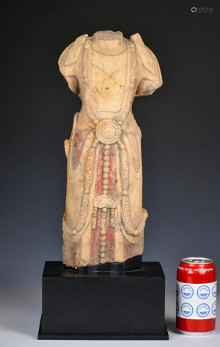 A Painted White MarbleStatue On A Stand, Sui/Tang Style