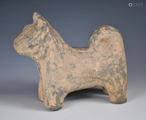 An Unglaze Pottery Dog w/box