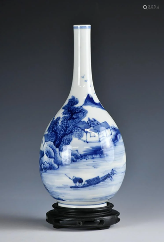 A Blue & White Vase, With Stand, Qing