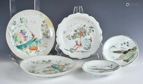 Five Famille Rose Dishes