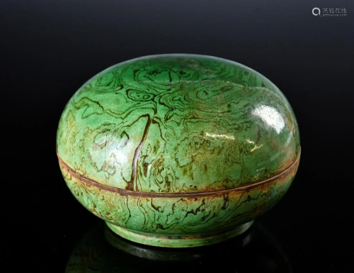 A Green Faux Bois Glazed Cover Box, with Box