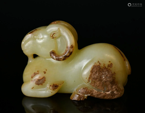 A Yellow Jade Goat Carving Republic Period