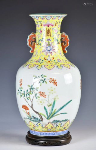 A Famille Rose 'Blossoms' Vase Daoguang Mark and Period