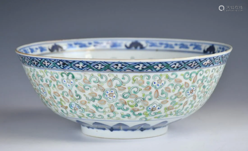 A Blue and White Coloring Phoenix Bowl Kangxi Mark