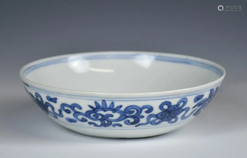 A Blue And White Dish, Wanli Mark