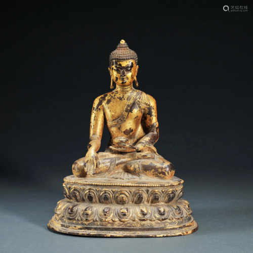 A Gilt-Bronze Seated Shakyamuni