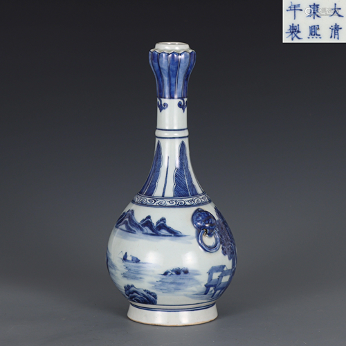 A Blue and White Garlic Head Vase