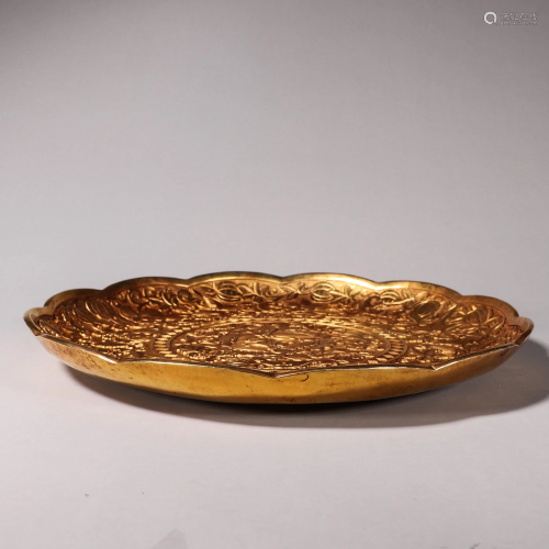 A Bronze Gilt Lobed Plate