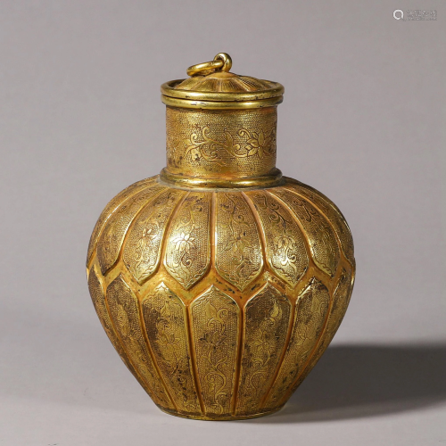 A Bronze Gilt Lobed Jar