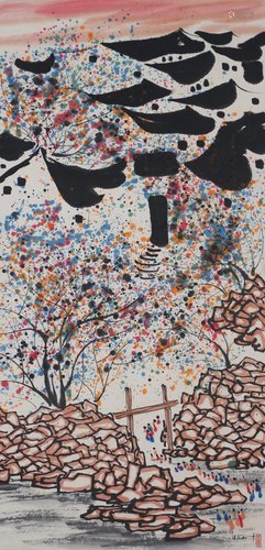 A Chinese Scroll Panting by Wu Guanzhong