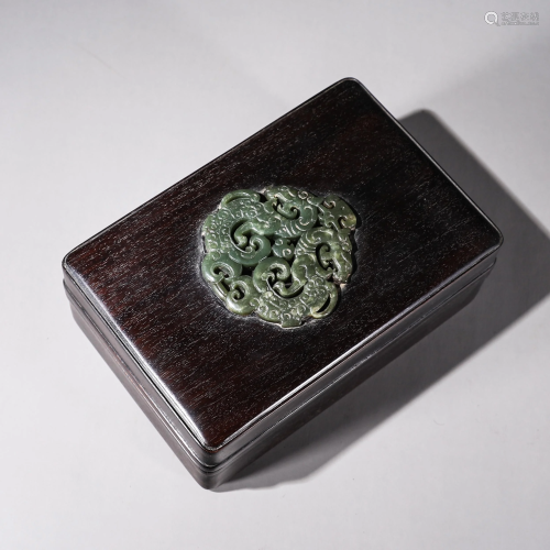 A Jade Inlaid Rosewood Box