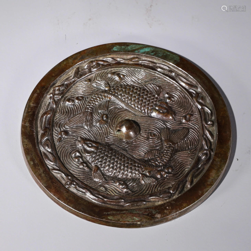 A Bronze Double Fishes Mirror