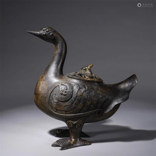 A Bronze Duck Shaped Censer