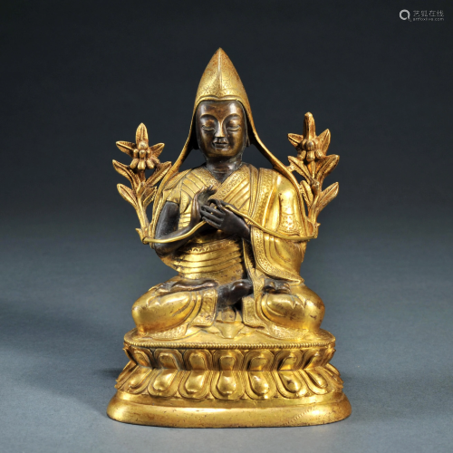 A Gilt-Bronze Seated Tsong Khapa